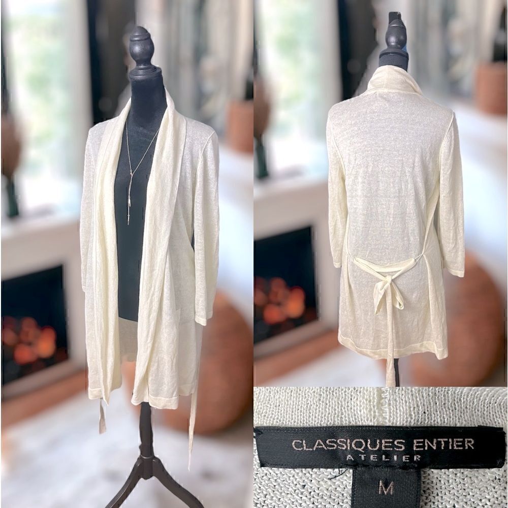 Classiques Entier Linen Long Belted Trench Cardigan Duster Coat Jacket Size M